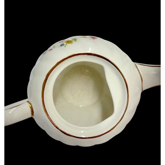 Sadler England Ceramic Teapot With Lid - 7.5" Wide - White With Multicolor Flowe - Picture 4 of 9